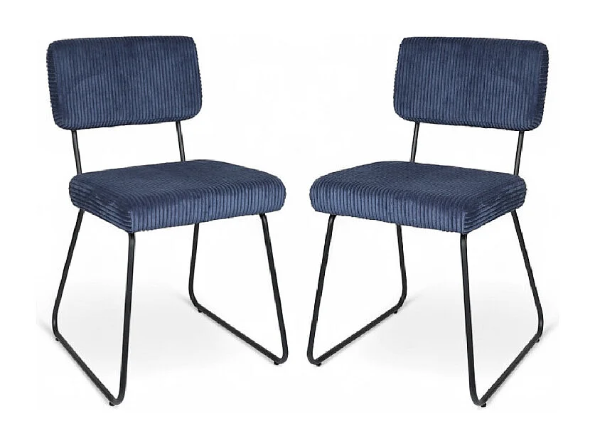 Lot de 2 chaises Design MATYS en Velours côtelé Bleu