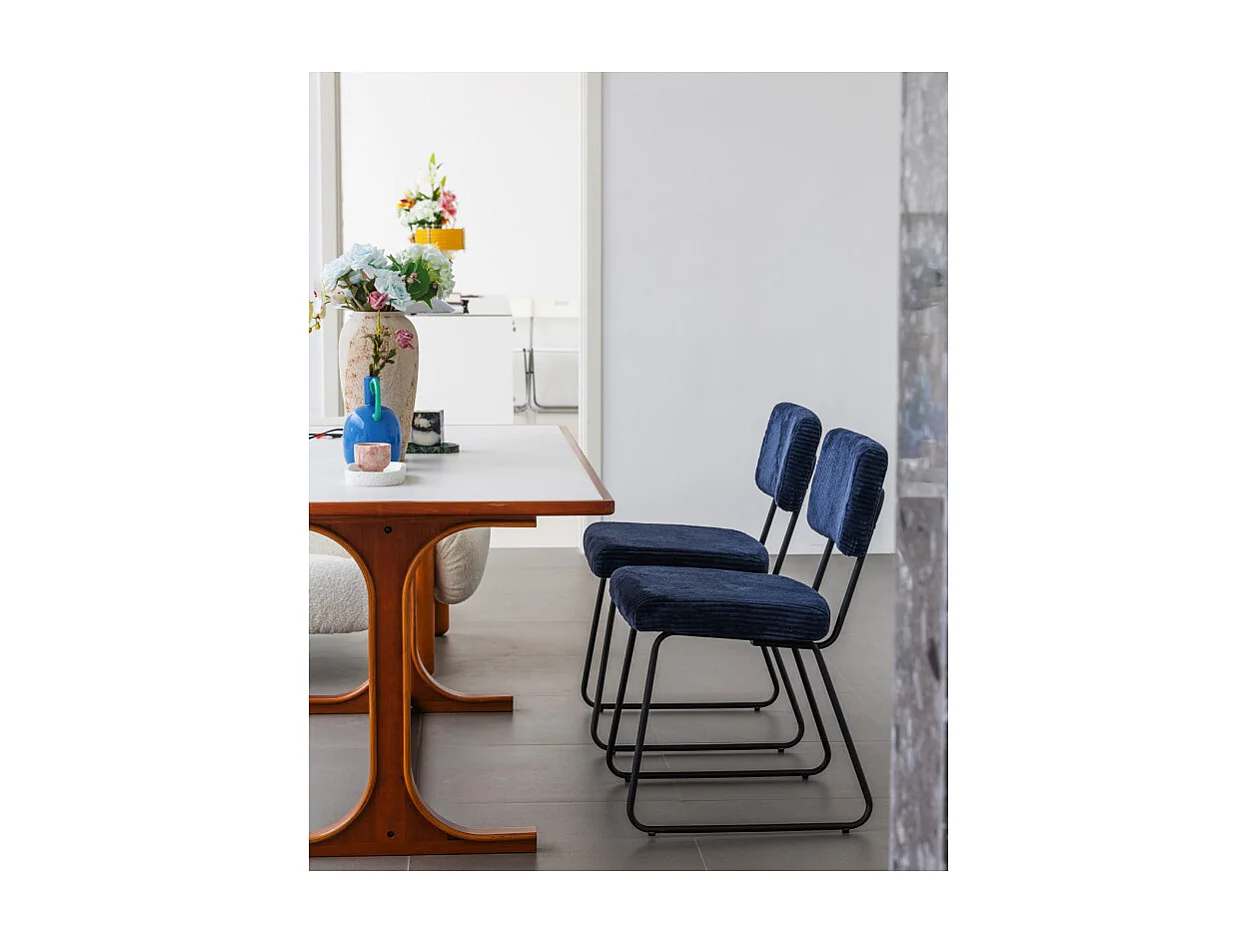 Lot de 2 chaises Design MATYS en Velours côtelé Bleu