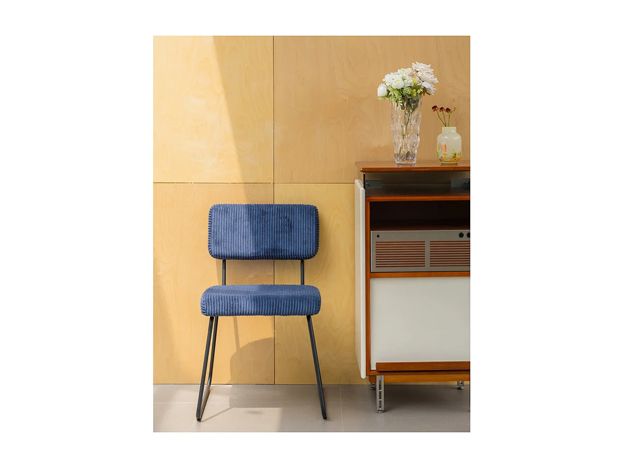 Lot de 2 chaises Design MATYS en Velours côtelé Bleu