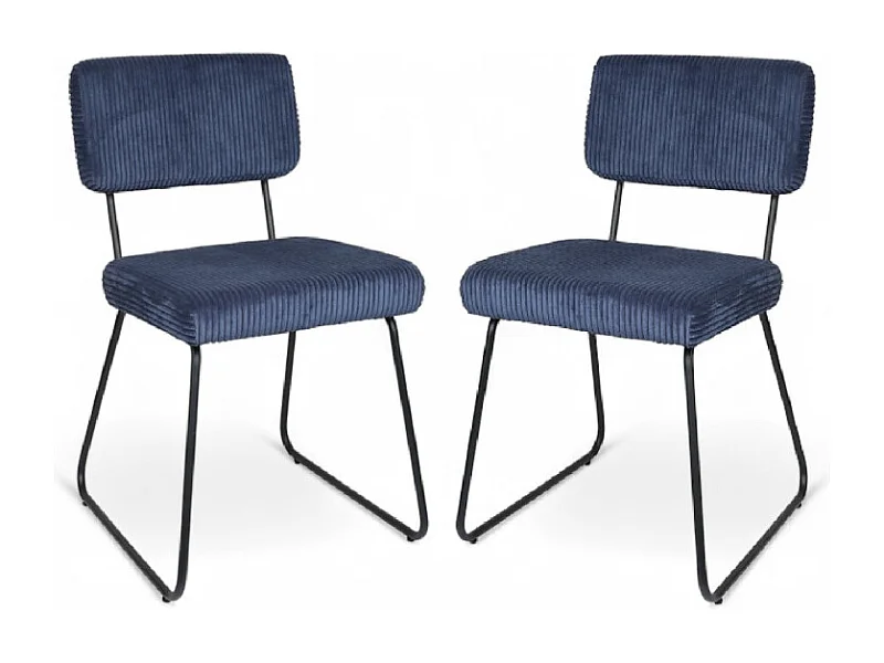 Lot de 2 chaises Design MATYS en Velours côtelé Bleu