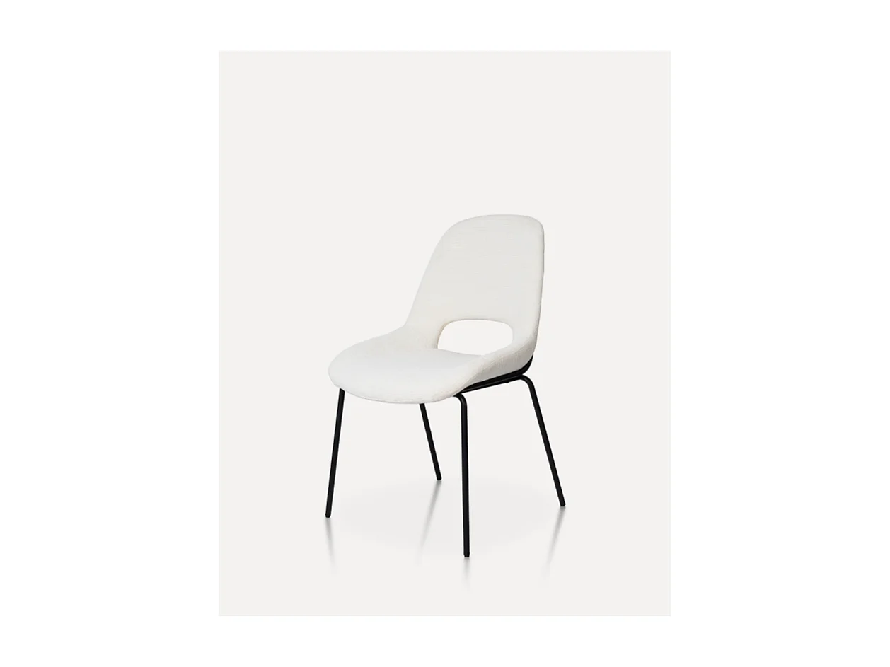 Chaise Lucas avec Pieds en métal et Assise rembourrée en Tissu beige