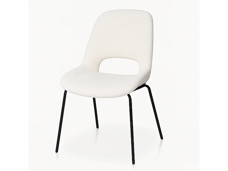 Chaise Lucas avec Pieds en métal et Assise rembourrée en Tissu beige