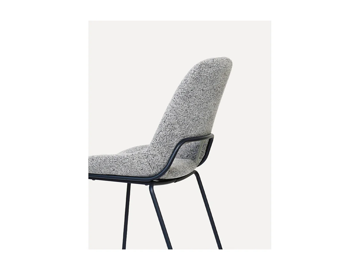 Chaise Lucas avec Pieds en métal et Assise rembourrée en Tissu gris chiné