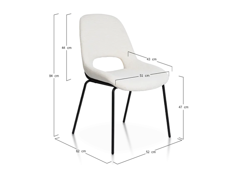 Chaise Lucas avec Pieds en métal et Assise rembourrée en Tissu gris chiné