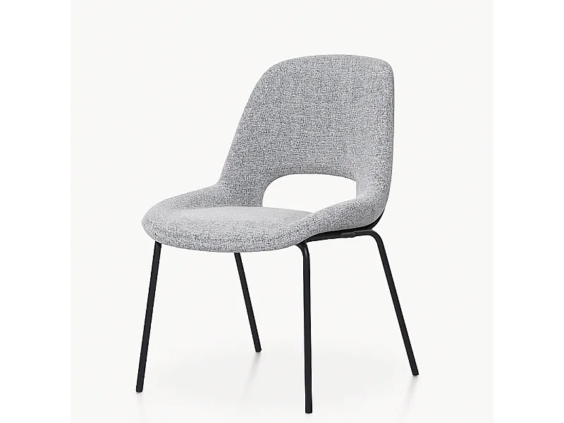Chaise Lucas avec Pieds en métal et Assise rembourrée en Tissu gris chiné