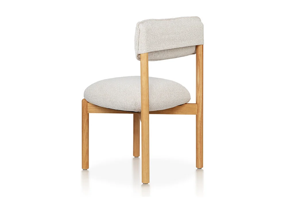 Chaise en bois naturel avec assise et dossier rembourrés en tissu chiné beige clair – Moderne et confortable
