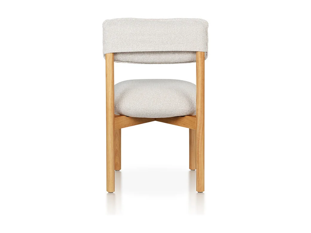 Chaise en bois naturel avec assise et dossier rembourrés en tissu chiné beige clair – Moderne et confortable
