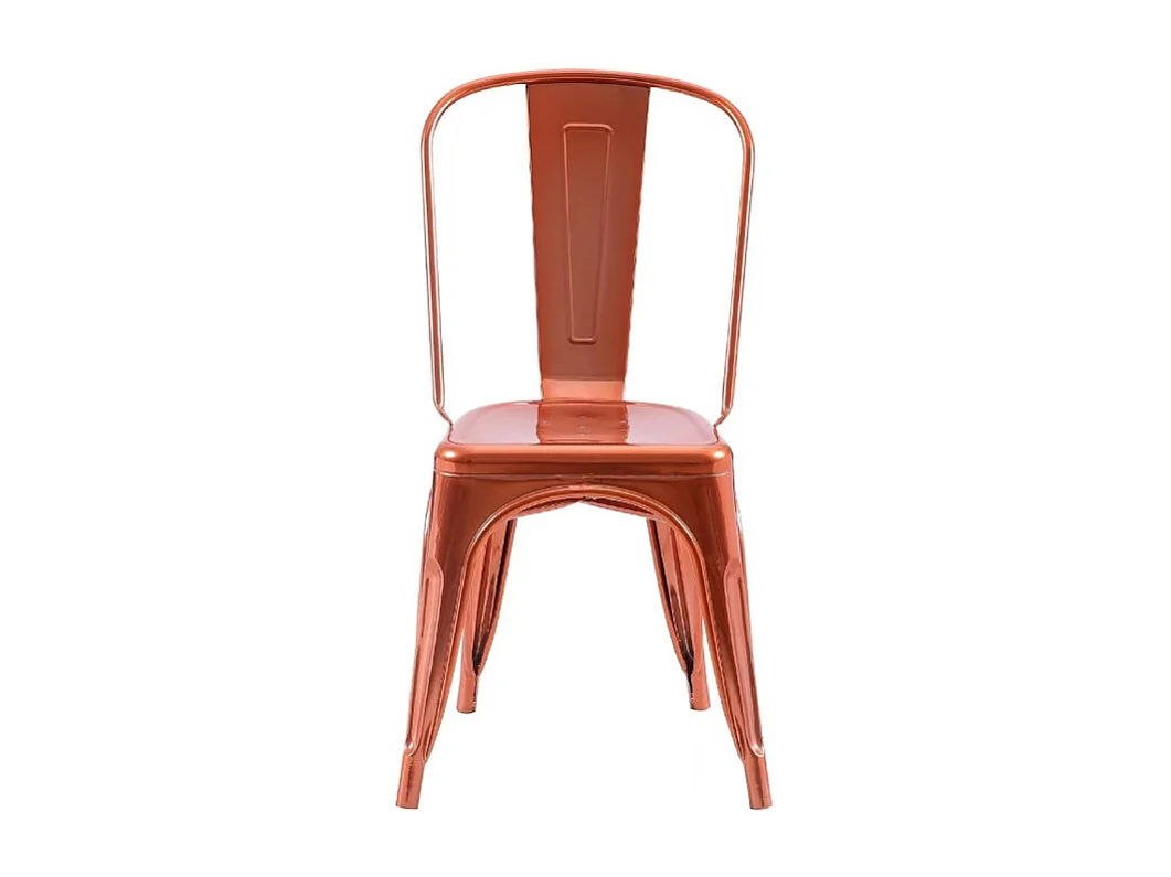 Lot de 4 chaises style industriel en métal couleur cuivre - Finition brillant