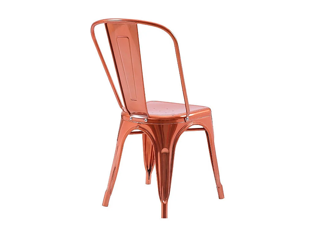 Lot de 4 chaises style industriel en métal couleur cuivre - Finition brillant