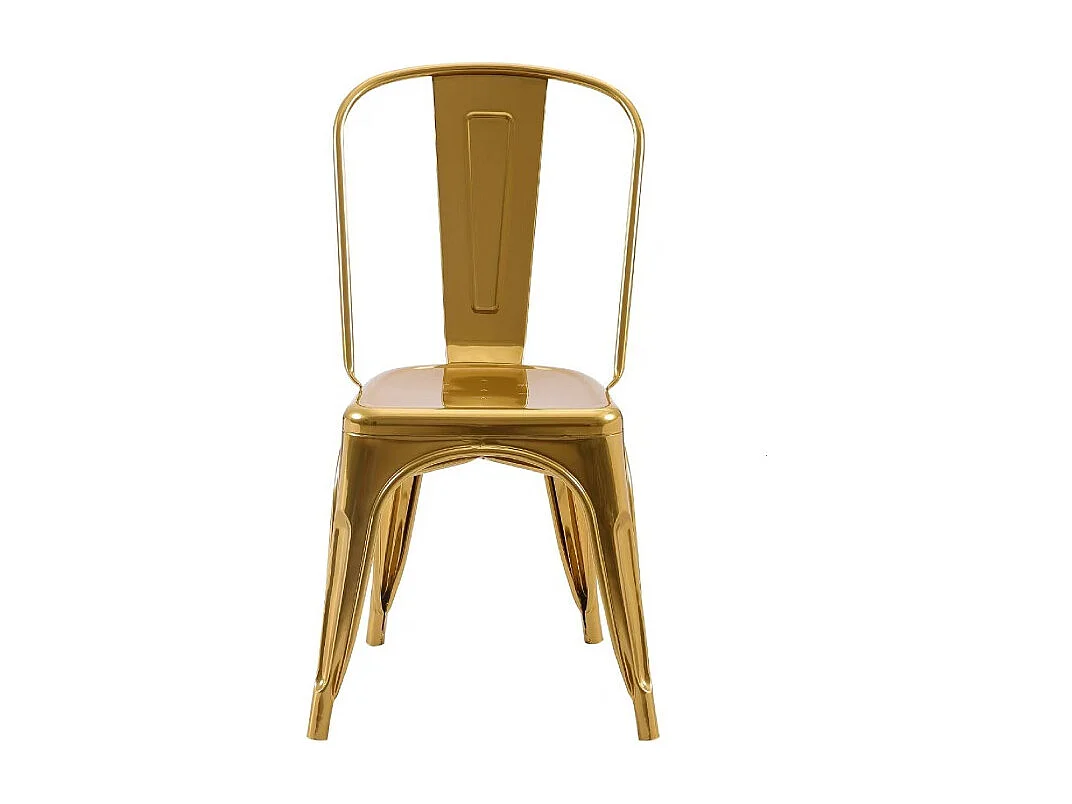 Chaise style industriel en métal couleur or - Finition brillant