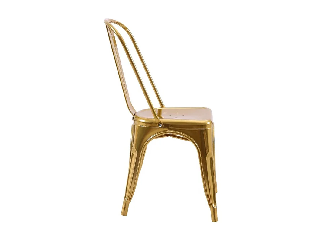 Chaise style industriel en métal couleur or - Finition brillant