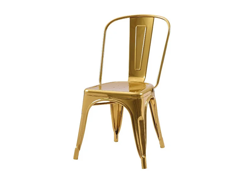 Chaise style industriel en métal couleur or - Finition brillant