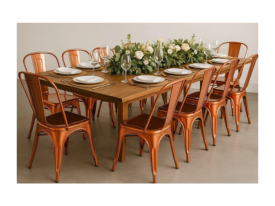 Chaise style industriel en métal couleur cuivre - Finition brillant