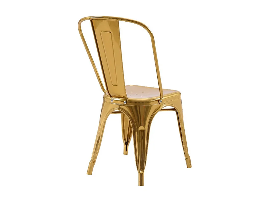 Lot de 4 chaises style industriel en métal couleur or - Finition brillant