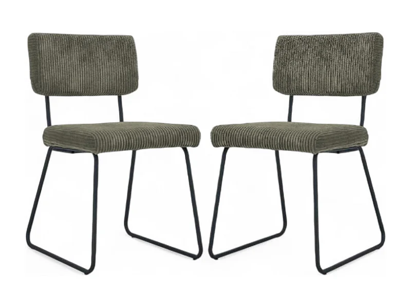 Lot de 2 chaises Design MATYS en Velours côtelé vert