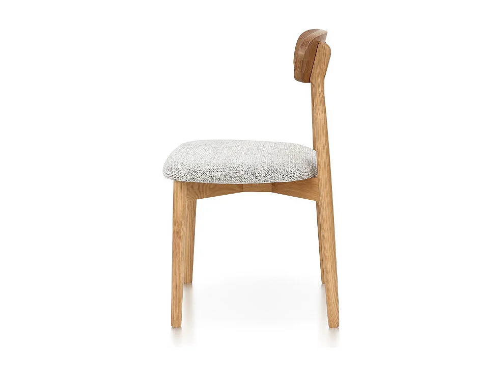 Lot de 2 chaises en bois massif naturel avec assise confortable en tissu chiné gris clair – Design moderne et élégant