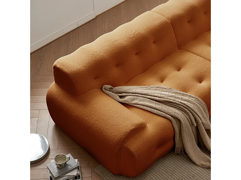 Canapé en tissu livré Roulé couleur Orange