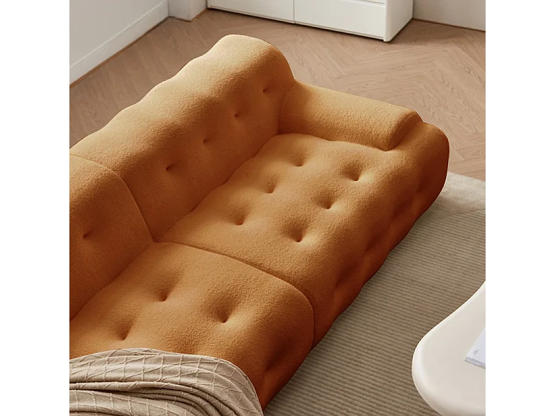 Canapé en tissu livré Roulé couleur Orange