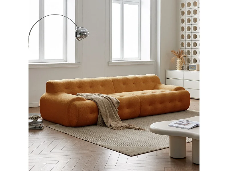 Canapé en tissu livré Roulé couleur Orange