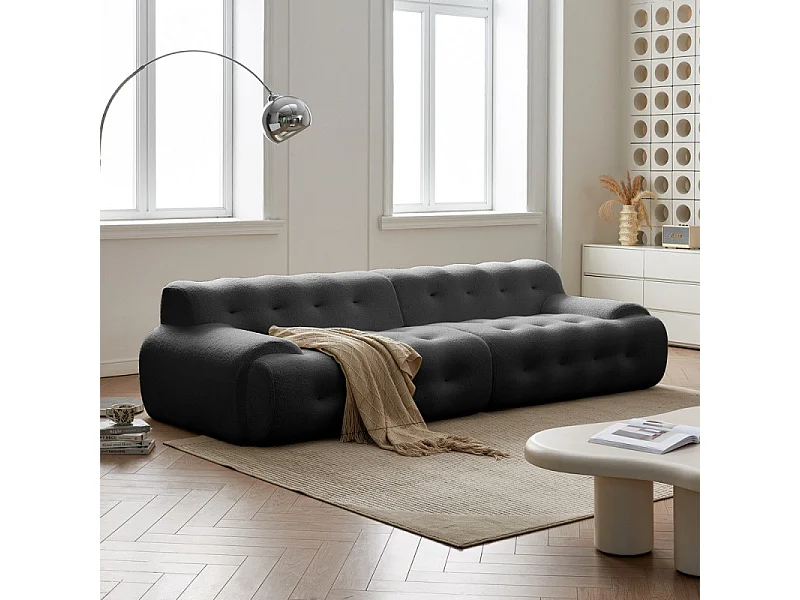 Canapé en tissu livré Roulé couleur Gris cendre