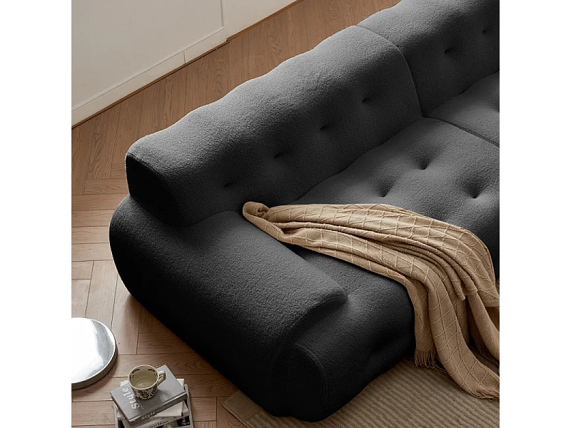 Canapé en tissu livré Roulé couleur Gris cendre