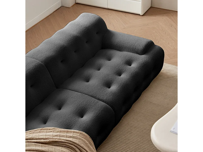 Canapé en tissu livré Roulé couleur Gris cendre