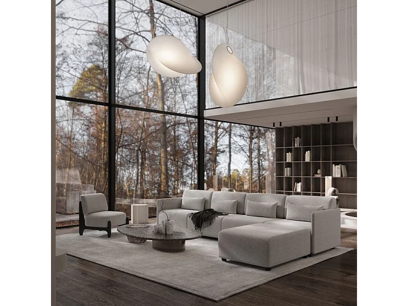 Canapé Modulable Beige MILA | Canapé 2 Ajustable | Modules Indépendants (Gauche, Droit) | Tissu Bouclé Doux et Élégant