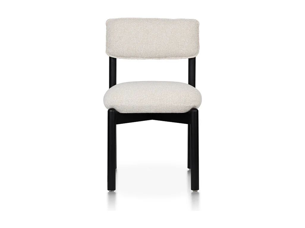 Chaise en bois noir avec assise et dossier rembourrés en tissu chiné beige clair – Moderne et confortable