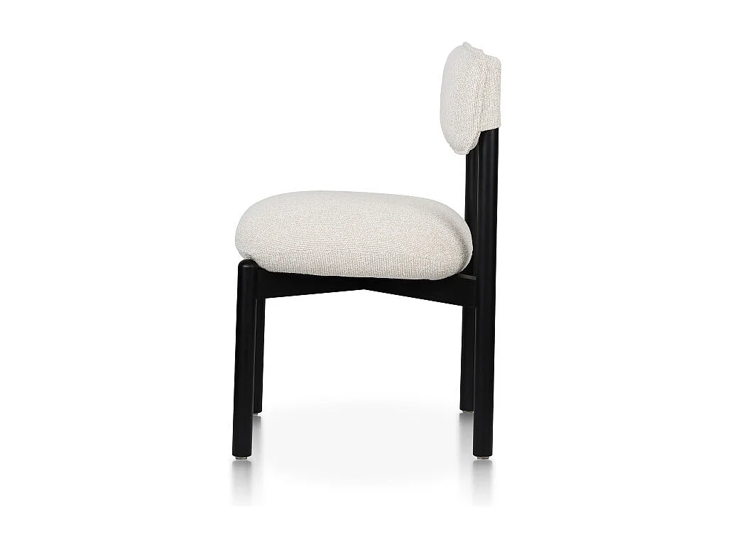 Chaise en bois noir avec assise et dossier rembourrés en tissu chiné beige clair – Moderne et confortable