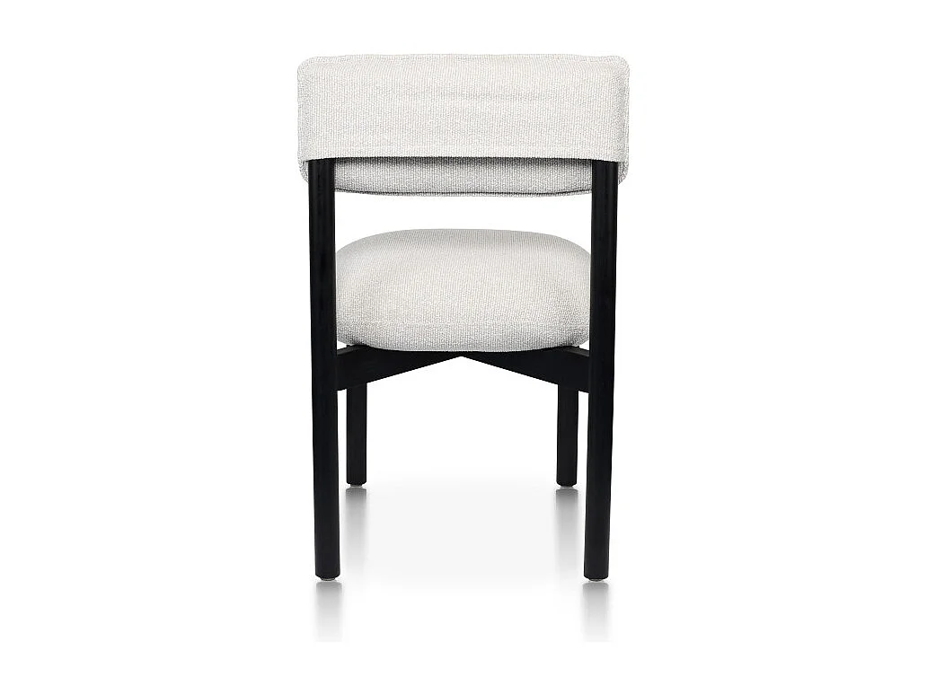 Chaise en bois noir avec assise et dossier rembourrés en tissu chiné beige clair – Moderne et confortable