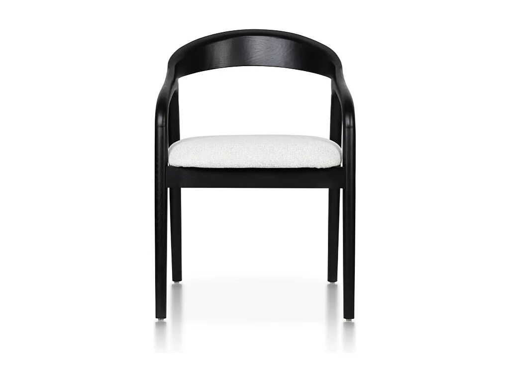 Chaise style scandinave en bois noir avec assise en tissu beige clair chiné – Élégance et confort