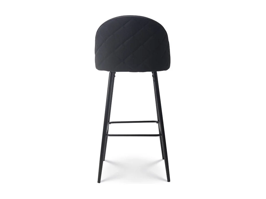 Chaise de Bar Design Moderne avec Dossier – Tabouret Haut Confortable en Tissu Noir et Pieds Métal Noir – Hauteur 76 cm