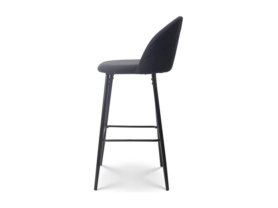 Lot de 2 chaises de Bar Design Moderne avec Dossier – Tabouret Haut en Tissu Noir et Pieds Métal Noir – Hauteur 76 cm