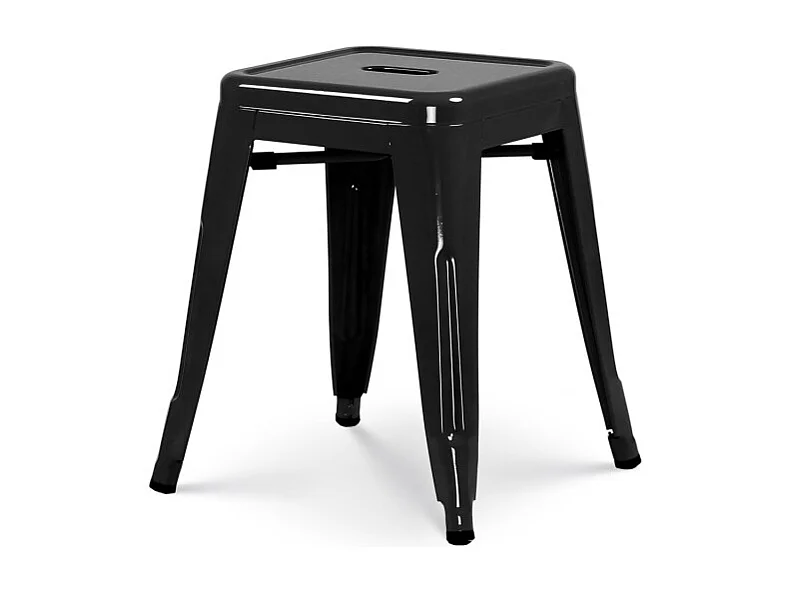 Tabouret en métal noir brillant style industriel - Hauteur 46 cm