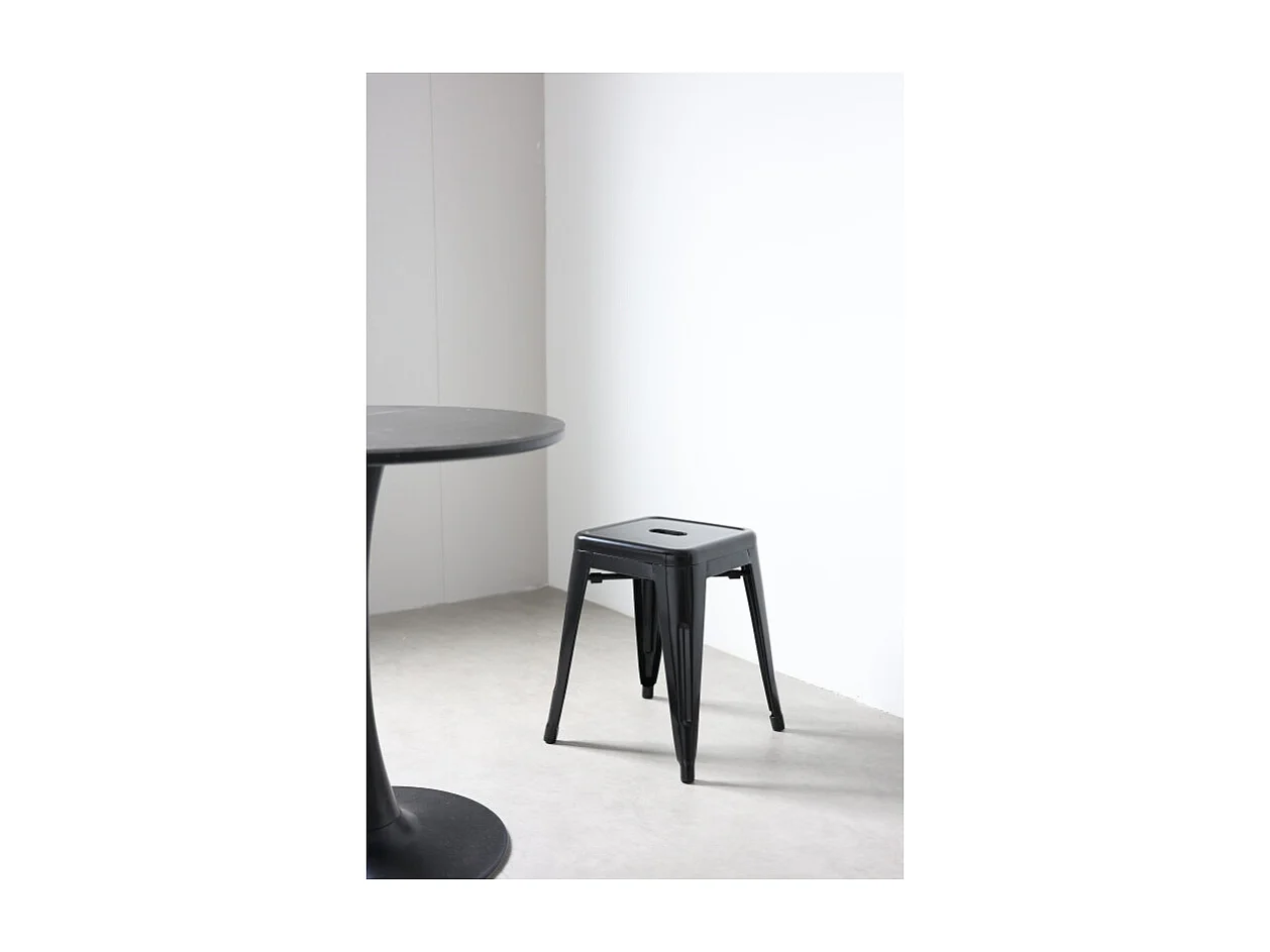 Tabouret en métal noir brillant style industriel - Hauteur 46 cm