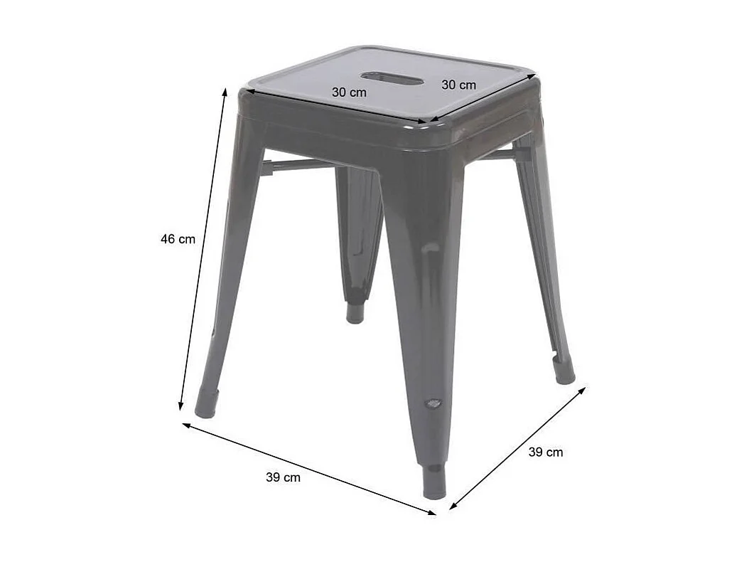 Tabouret en métal noir brillant style industriel - Hauteur 46 cm