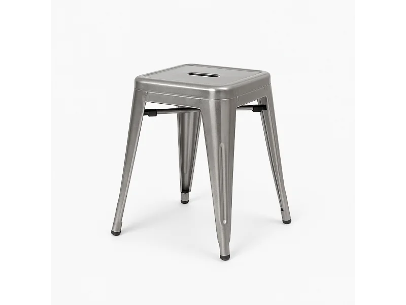 Tabouret bas métal brut style galvanisé – Design industriel - Hauteur 46 cm