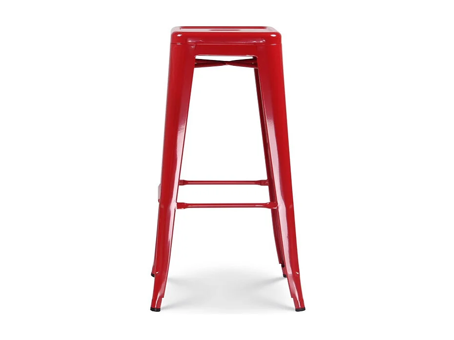 Tabouret de bar en métal rouge brillant style industriel - Sans dossier - Hauteur 76 cm