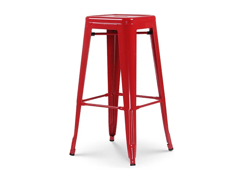Tabouret de bar en métal rouge brillant style industriel - Sans dossier - Hauteur 76 cm