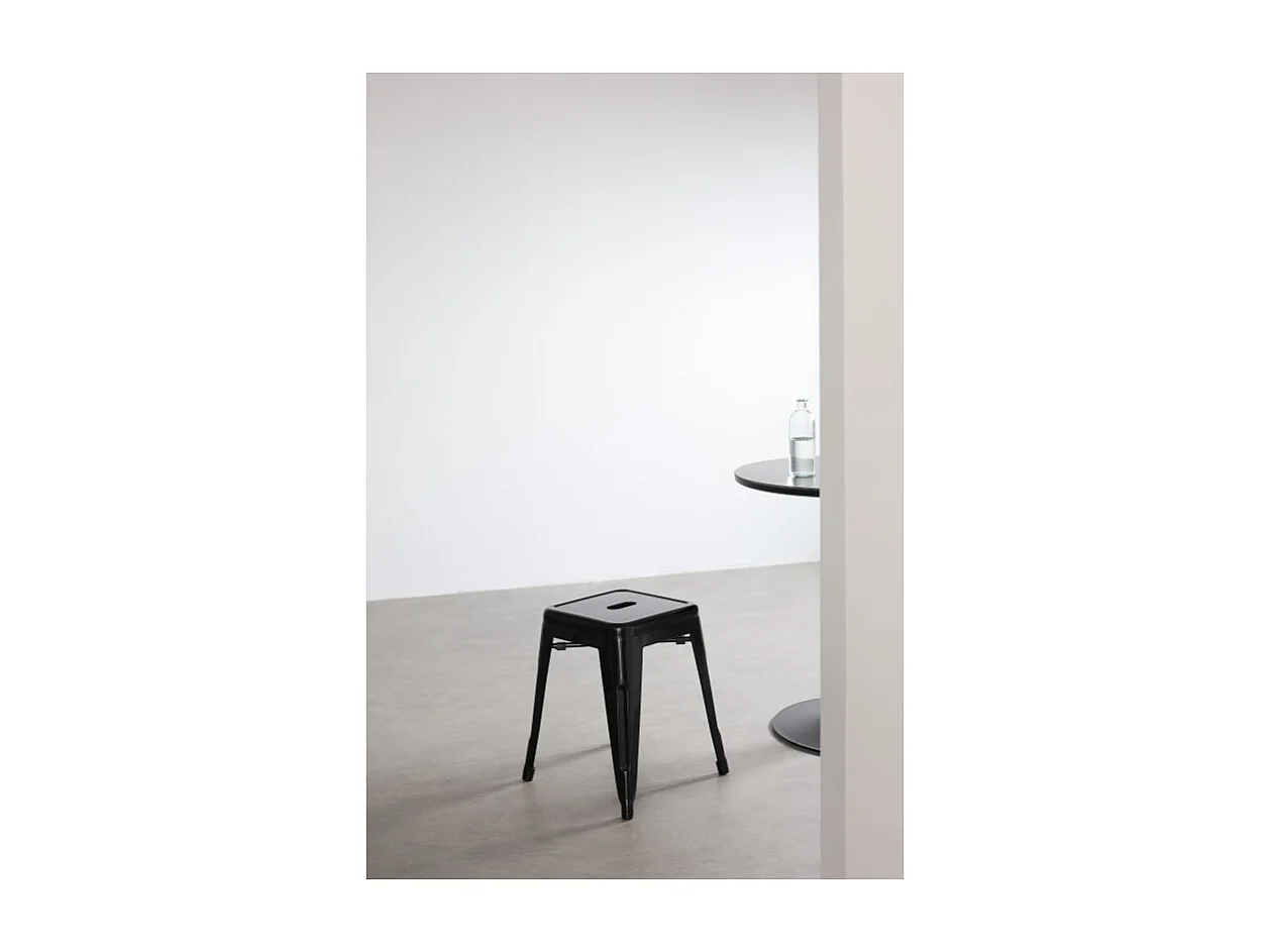 Lot de 4 tabourets en métal noir brillant style industriel - Hauteur 46 cm