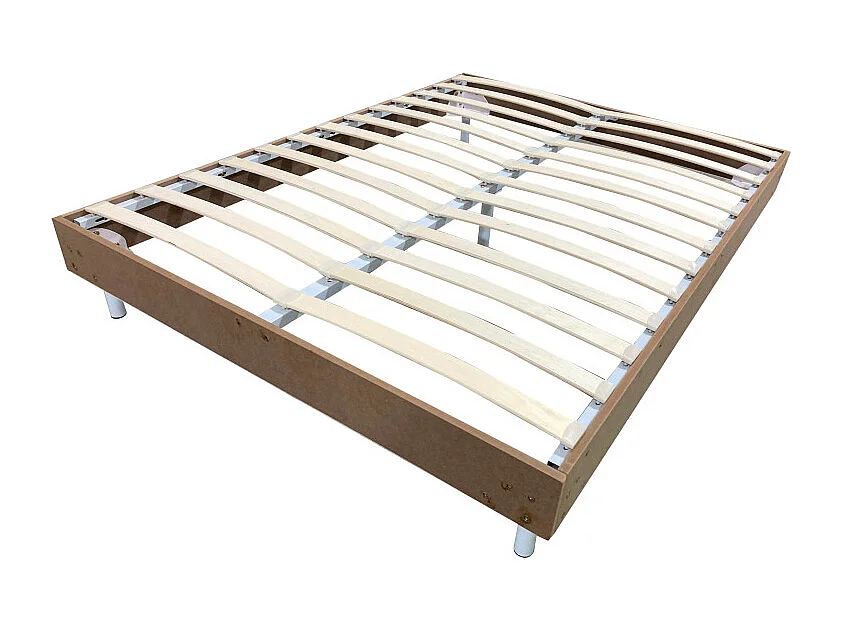 Sommier tapissier à lattes 160x190cm sur pieds pour lit 2 places
