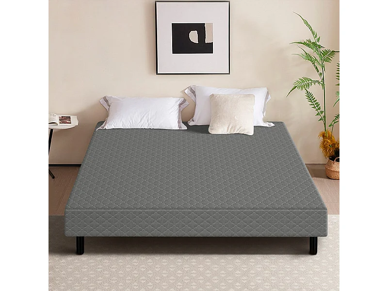 Sommier tapissier à lattes 160x190cm sur pieds pour lit 2 places