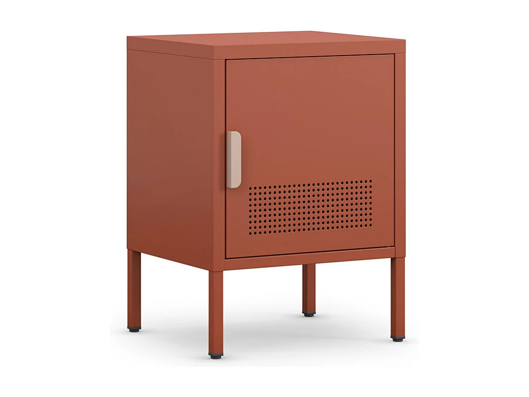 Adel - Table de chevet 1 porte en métal L40cm - Terracotta