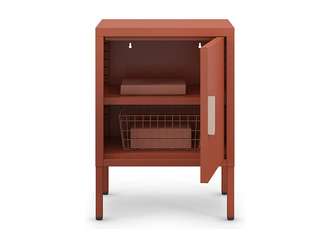 Adel - Table de chevet 1 porte en métal L40cm - Terracotta