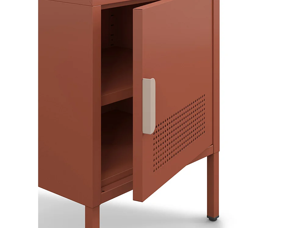 Adel - Table de chevet 1 porte en métal L40cm - Terracotta