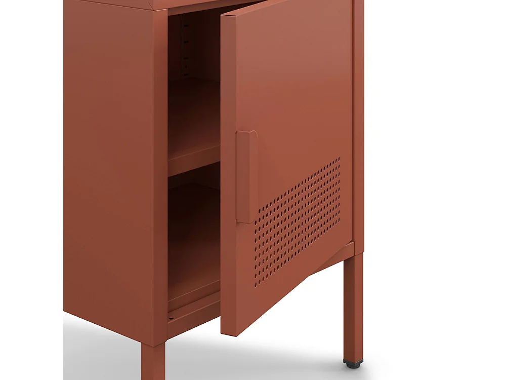 Adel - Table de chevet 1 porte en métal L40cm - Terracotta