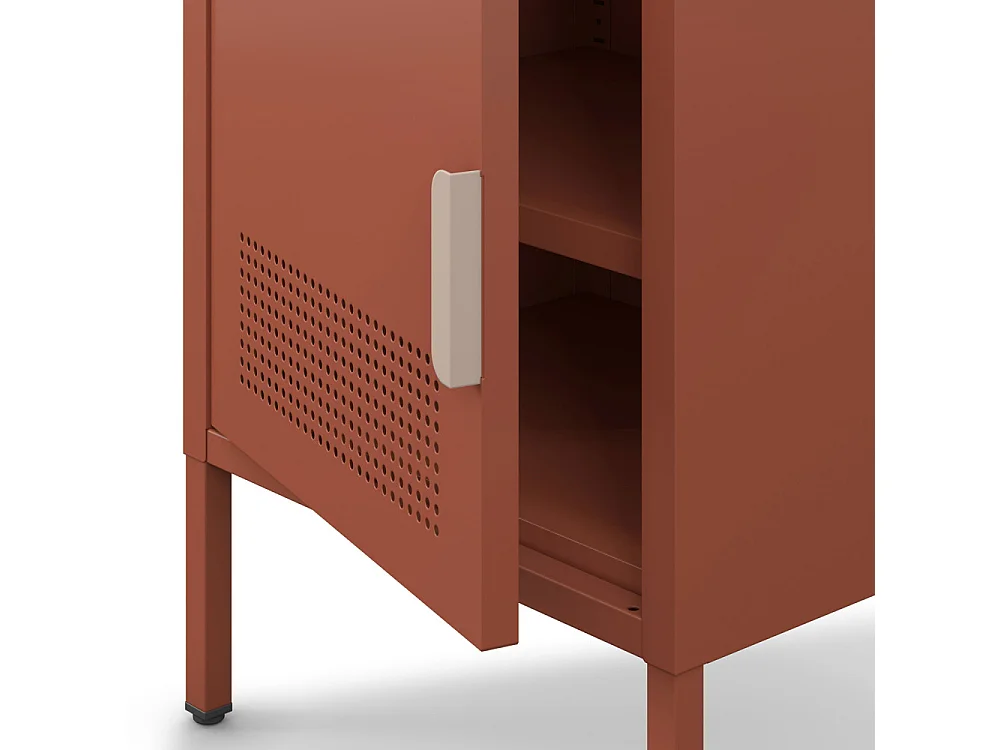 Adel - Table de chevet 1 porte en métal L40cm - Terracotta