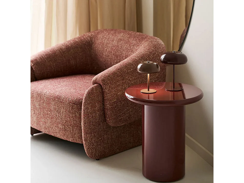 Hamiltony - Fauteuil lounge en tissu chiné  - Bordeaux chiné