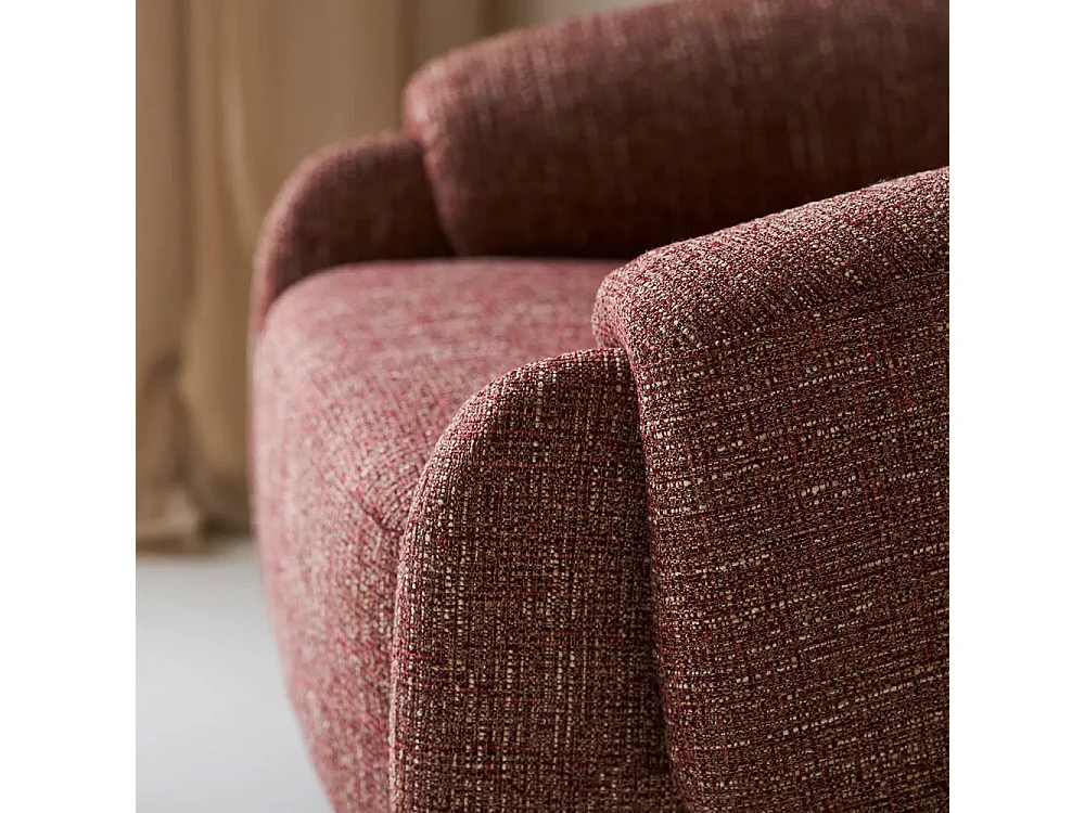 Hamiltony - Fauteuil lounge en tissu chiné  - Bordeaux chiné