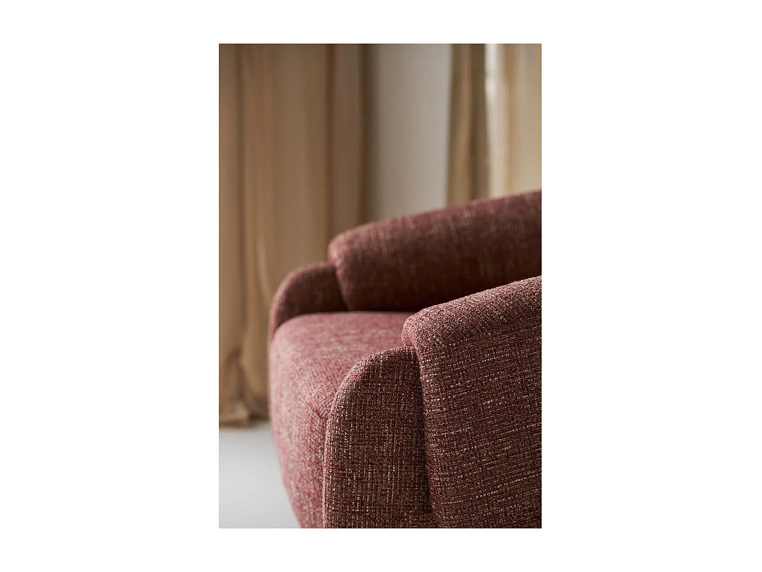 Hamiltony - Fauteuil lounge en tissu chiné  - Bordeaux chiné